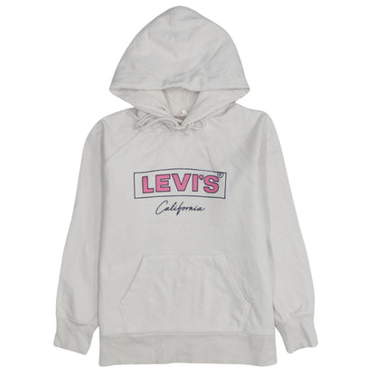 Levi's Women's White XS Pullover Hoodie Logo Print Raglan