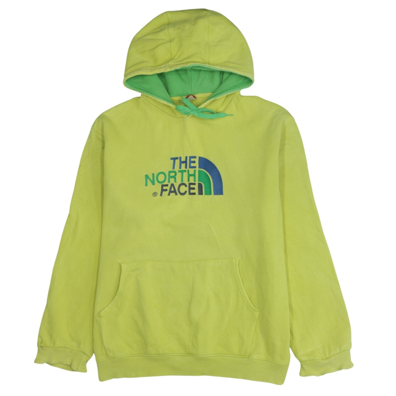 The North Face Mens Yellow Hoodie Pullover Logo L Cotton Sweatshirt