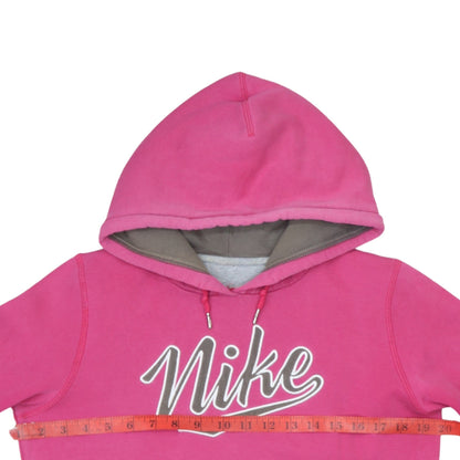Nike Womens Pink Small Pullover Hoodie Sweatshirt Logo Cotton Blend