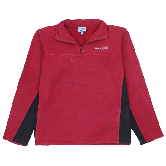 Reebok Red XL Fleece 1/4 Zip Sweatshirt Unisex Adults Sportswear