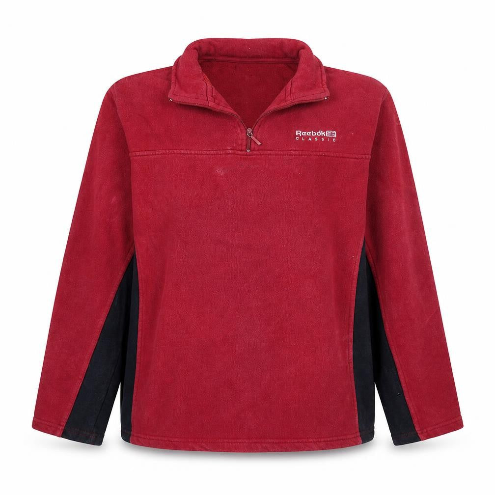 Front view of Reebok Red XL Fleece 1/4 Zip Sweatshirt unisex adults sportswear