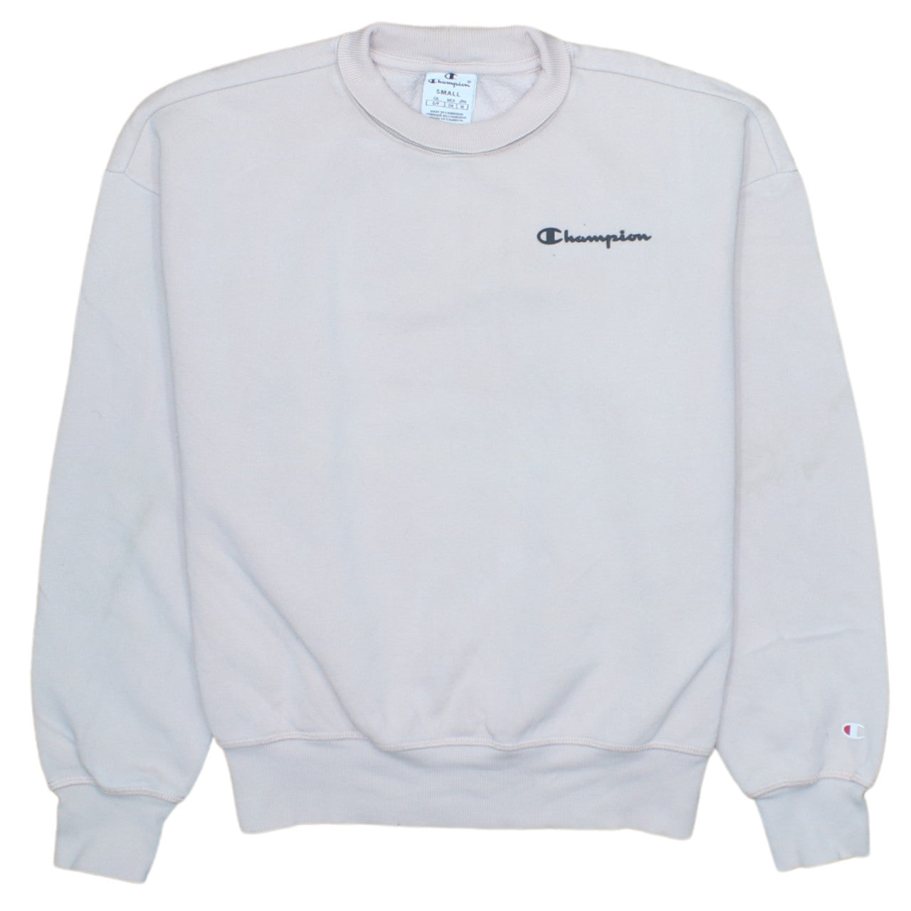 Champion Women’s Beige Small Sweatshirt Crew Neck Long Sleeve Logo