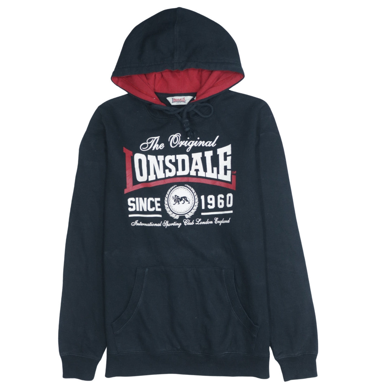 Mens UK Size S Lonsdale Black Pullover Hoodie