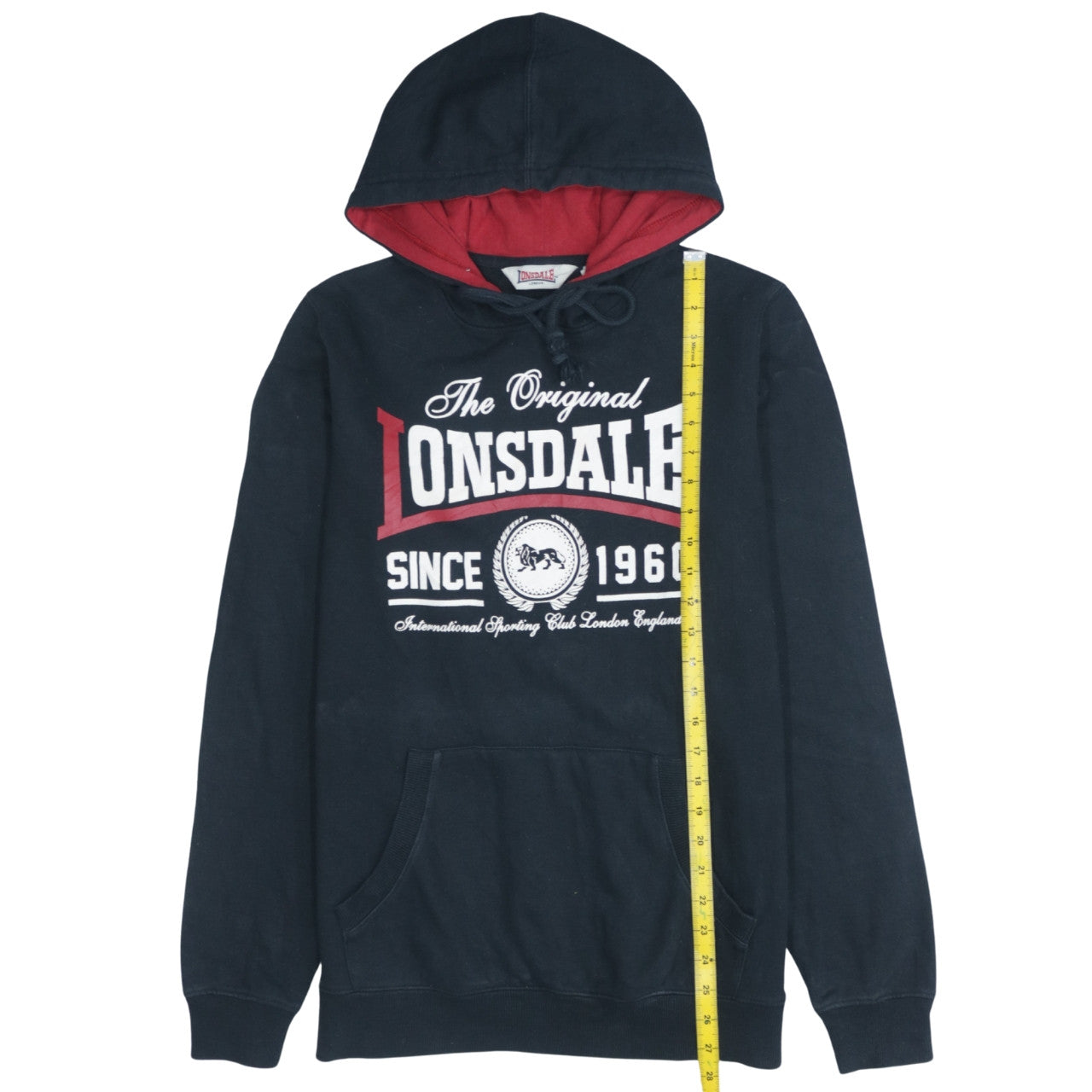Mens UK Size S Lonsdale Black Pullover Hoodie