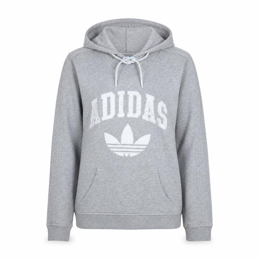 Front view of Adidas women’s grey hoodie sweatshirt uk 12 pullover long sleeve casual