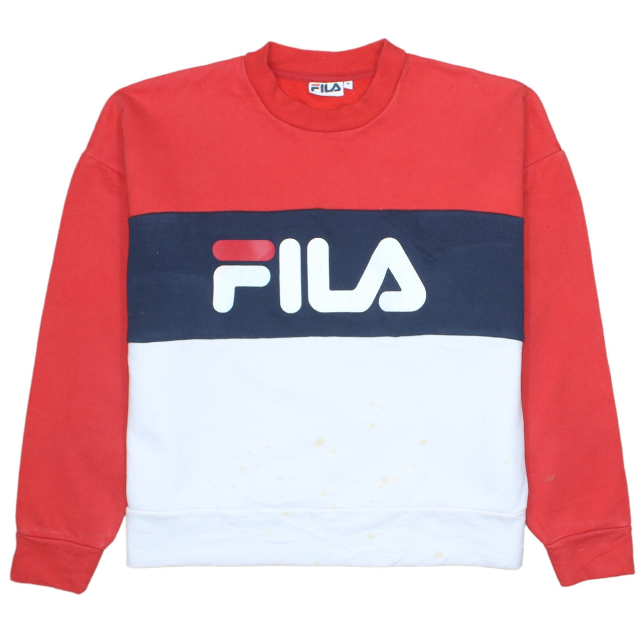 Fila Womens Red White Blue Sweatshirt M Logo Pullover Casual Top