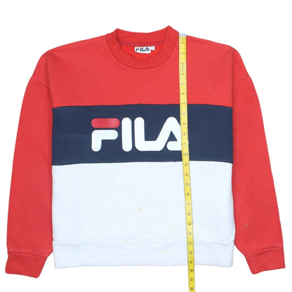 Fila Womens Red White Blue Sweatshirt M Logo Pullover Casual Top