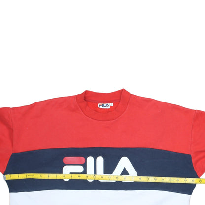 Fila Womens Red White Blue Sweatshirt M Logo Pullover Casual Top