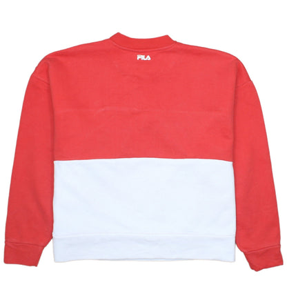 Fila Womens Red White Blue Sweatshirt M Logo Pullover Casual Top