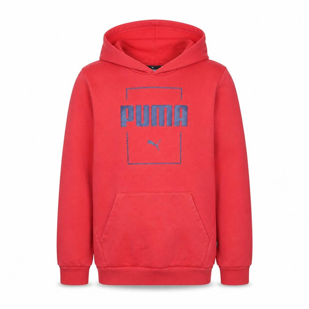 Puma Boys Red Pullover Hoodie 13-14 Years Regular Fit Fleece Logo