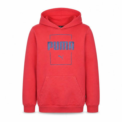 Puma Boys Red Pullover Hoodie 13-14 Years Regular Fit Fleece Logo