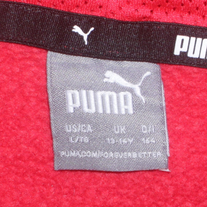 Puma Boys Red Pullover Hoodie 13-14 Years Regular Fit Fleece Logo