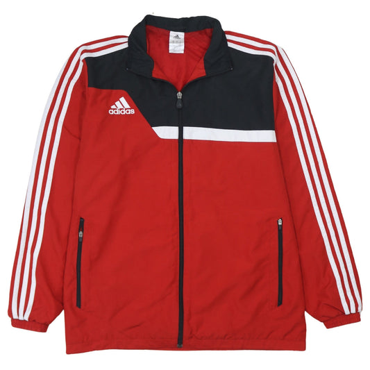Adidas Men’s Red Track Jacket L Full Zip Logo Sports Casual