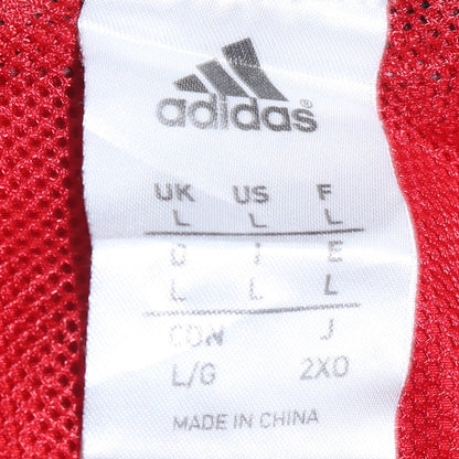 Adidas Men’s Red Track Jacket L Full Zip Logo Sports Casual