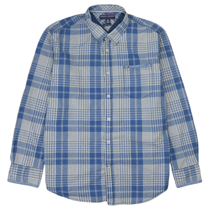 Tommy Hilfiger Men’s Blue Plaid XL Button-Up Shirt Custom Fit