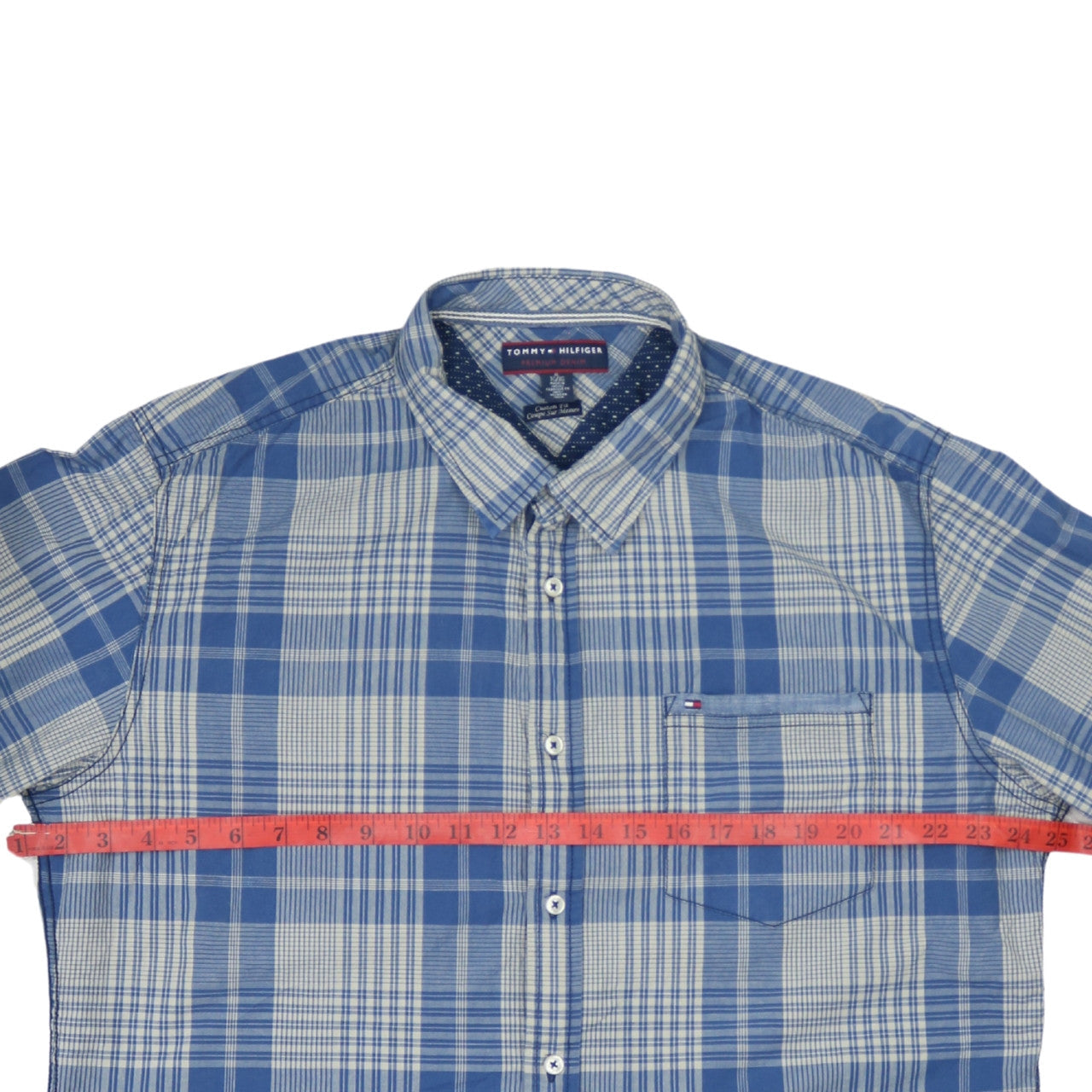 Tommy Hilfiger Men’s Blue Plaid XL Button-Up Shirt Custom Fit