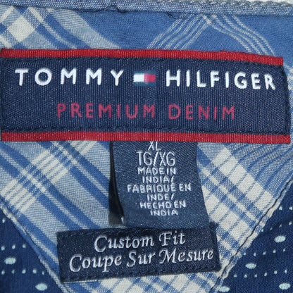 Tommy Hilfiger Men’s Blue Plaid XL Button-Up Shirt Custom Fit