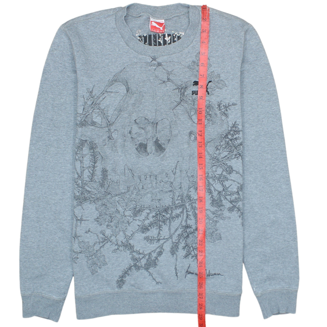 Puma Unisex Adults Grey Crew Neck Graphic Sweatshirt Size M