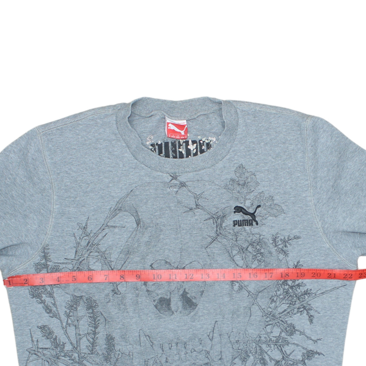 Puma Unisex Adults Grey Crew Neck Graphic Sweatshirt Size M