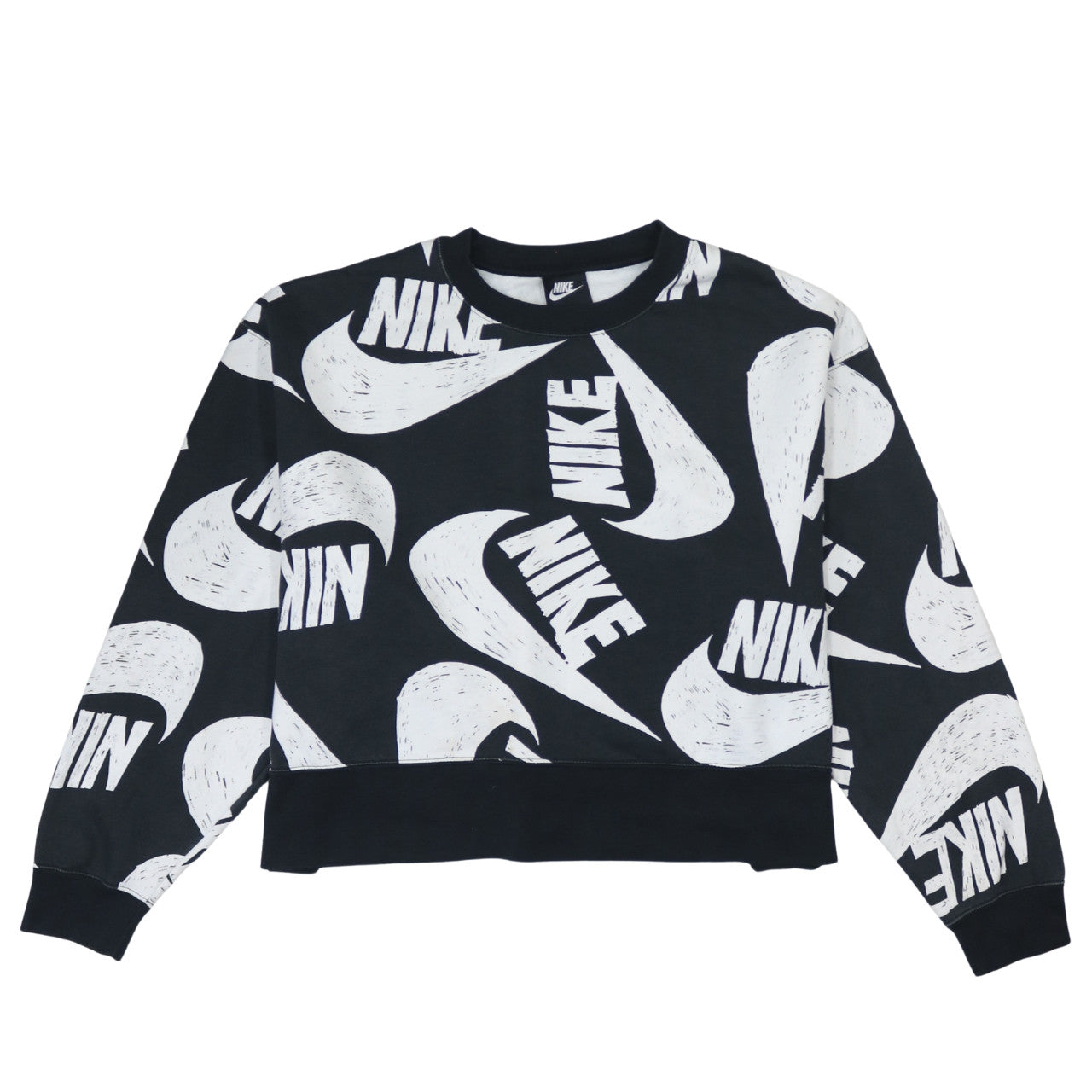 Nike Womens Black White Logo Sweatshirt 2XL Cotton Blend