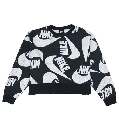 Nike Womens Black White Logo Sweatshirt 2XL Cotton Blend