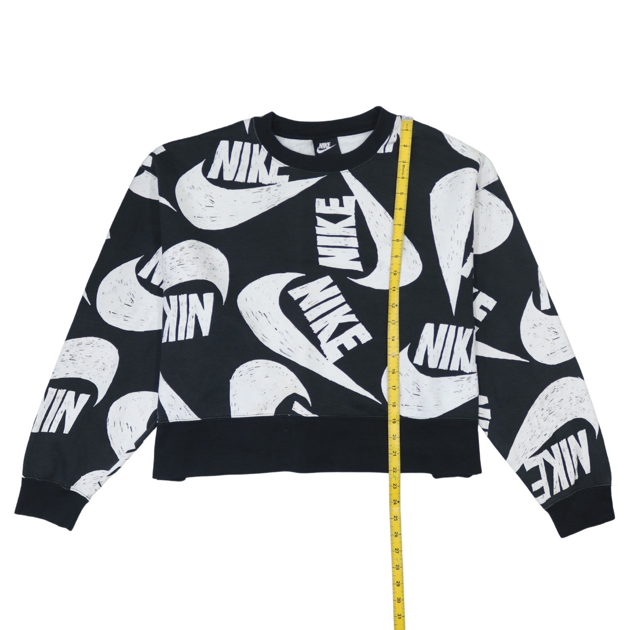 Nike Womens Black White Logo Sweatshirt 2XL Cotton Blend