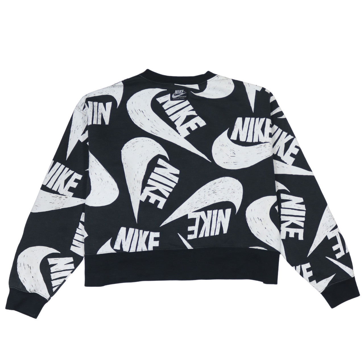 Nike Womens Black White Logo Sweatshirt 2XL Cotton Blend