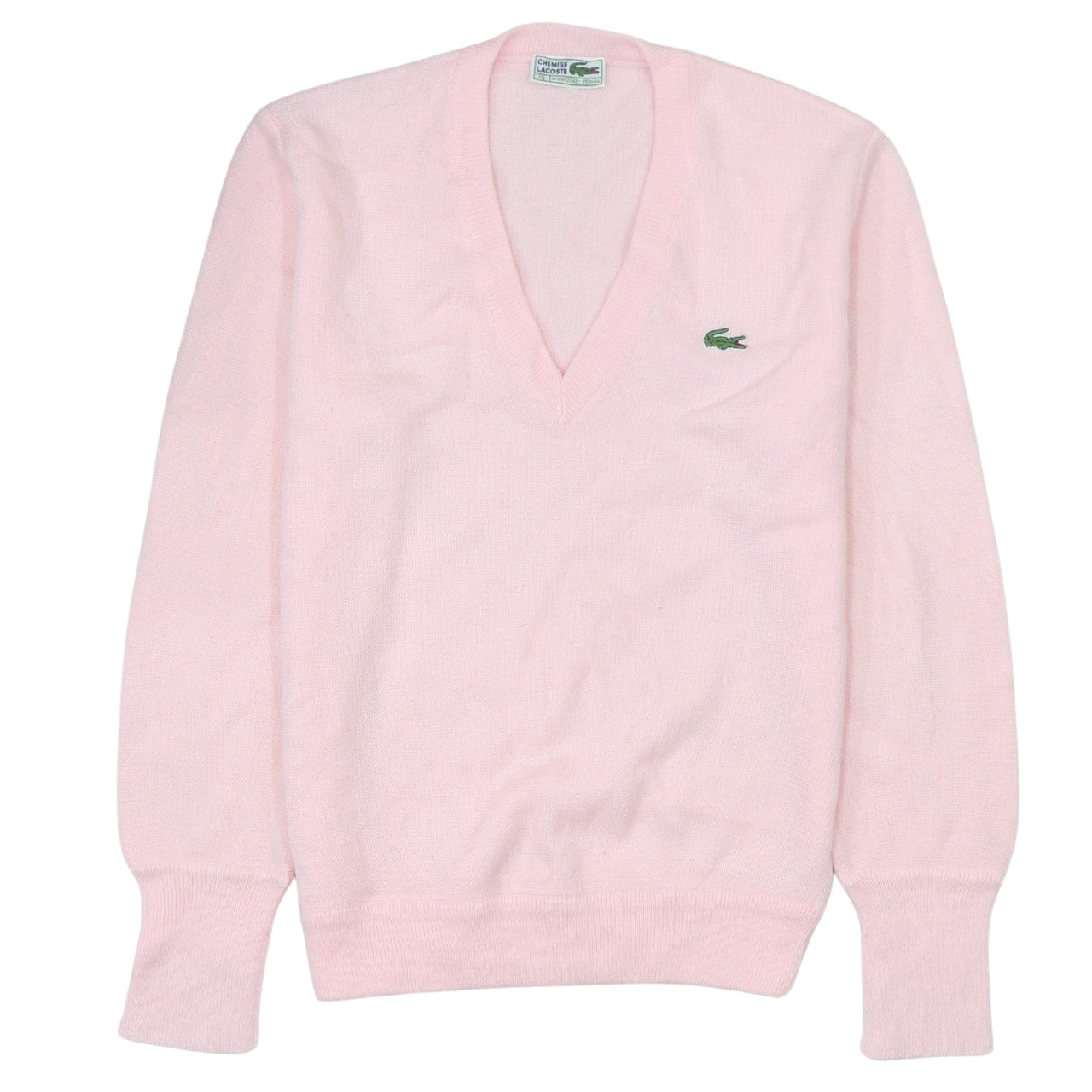Lacoste Men's Pink V-Neck Knit Jumper Size L Acrylic Classic Preppy