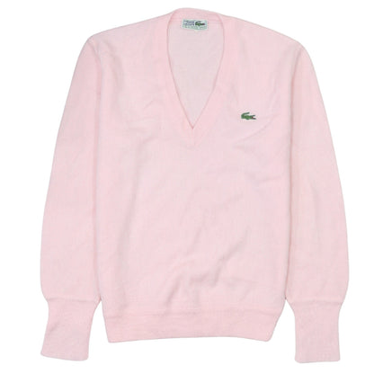 Lacoste Men's Pink V-Neck Knit Jumper Size L Acrylic Classic Preppy