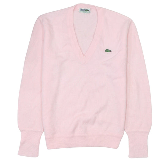 Lacoste Men's Pink V-Neck Knit Jumper Size L Acrylic Classic Preppy