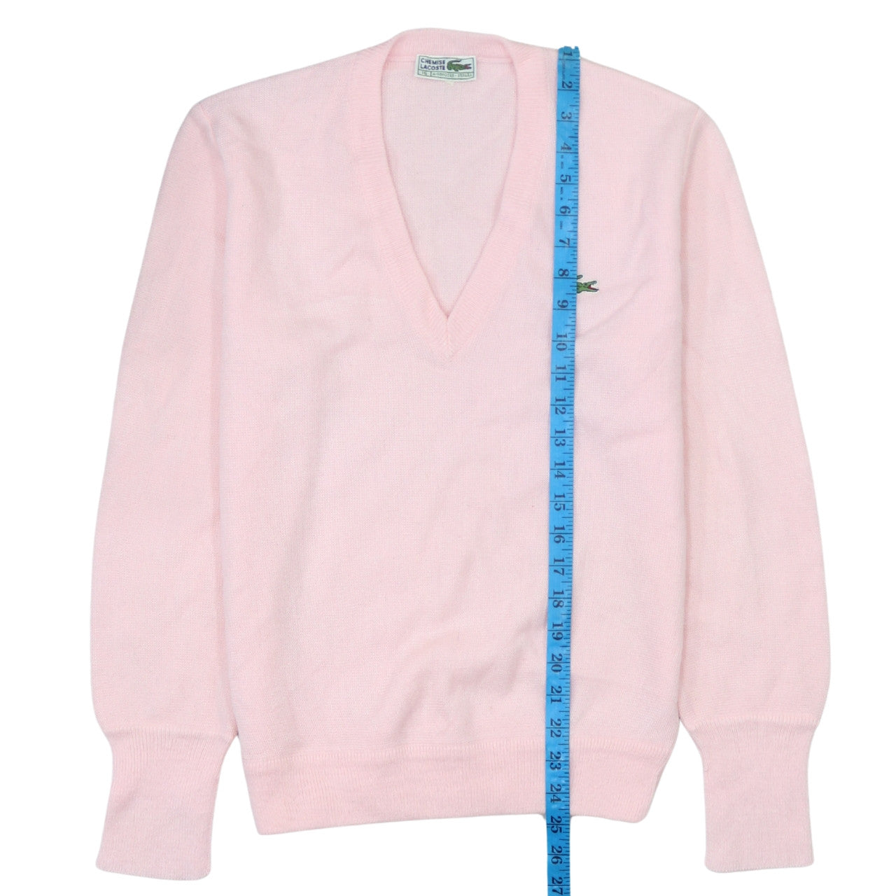 Lacoste Men's Pink V-Neck Knit Jumper Size L Acrylic Classic Preppy