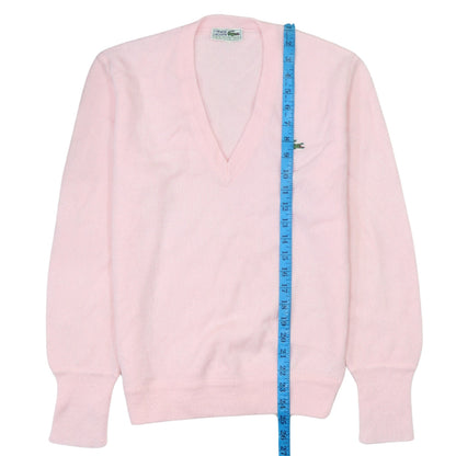 Lacoste Men's Pink V-Neck Knit Jumper Size L Acrylic Classic Preppy