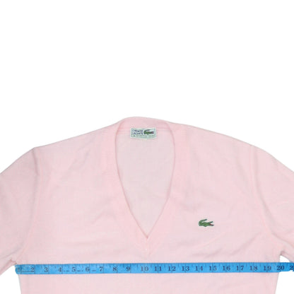 Lacoste Men's Pink V-Neck Knit Jumper Size L Acrylic Classic Preppy