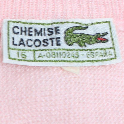 Lacoste Men's Pink V-Neck Knit Jumper Size L Acrylic Classic Preppy