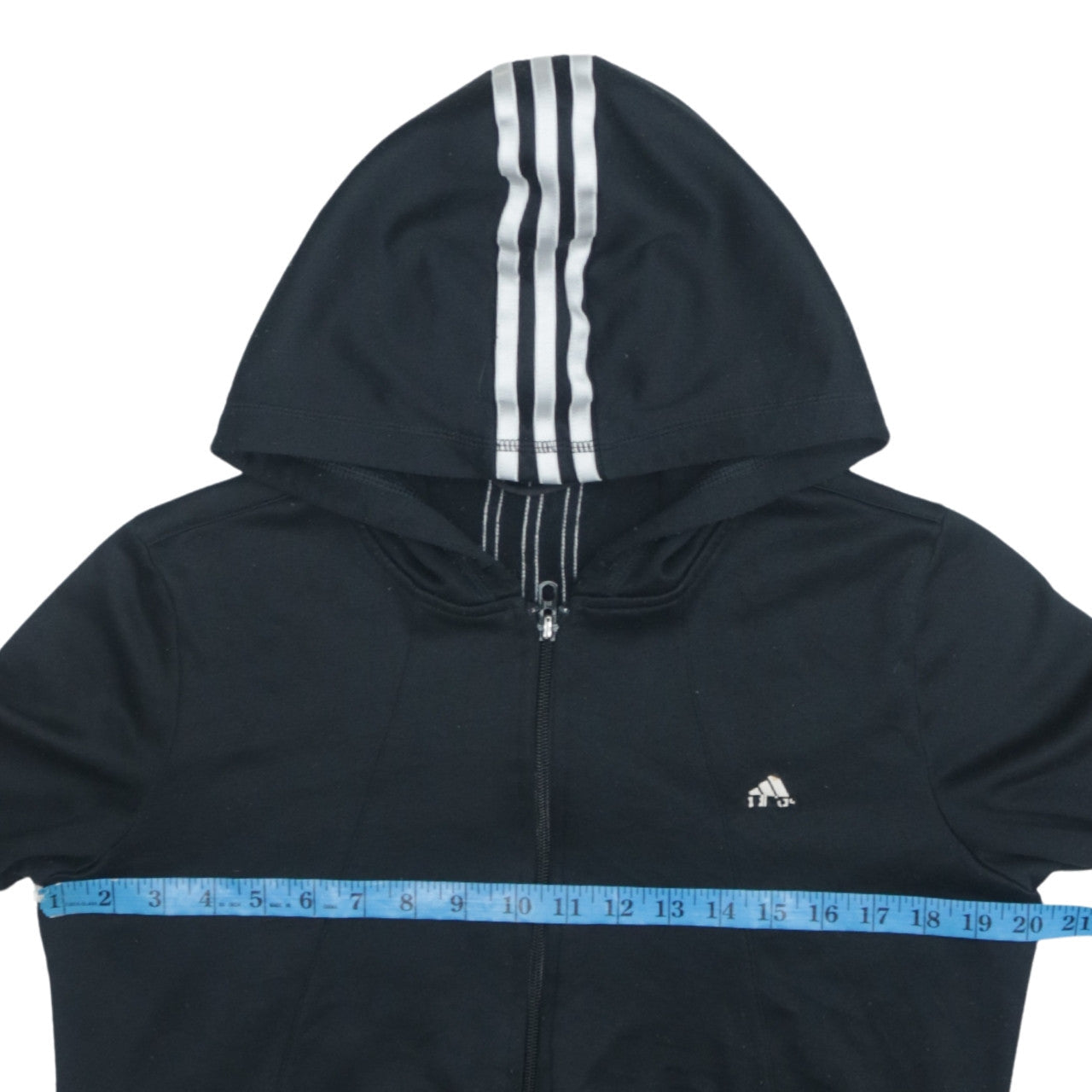 Adidas Women's Black Full Zip Hoodie Size 12 Sports Logo Cotton