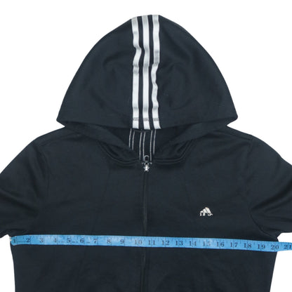 Adidas Women's Black Full Zip Hoodie Size 12 Sports Logo Cotton