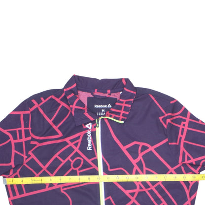 Reebok Womens Purple Geometric Track Jacket Size 12 Full Zip