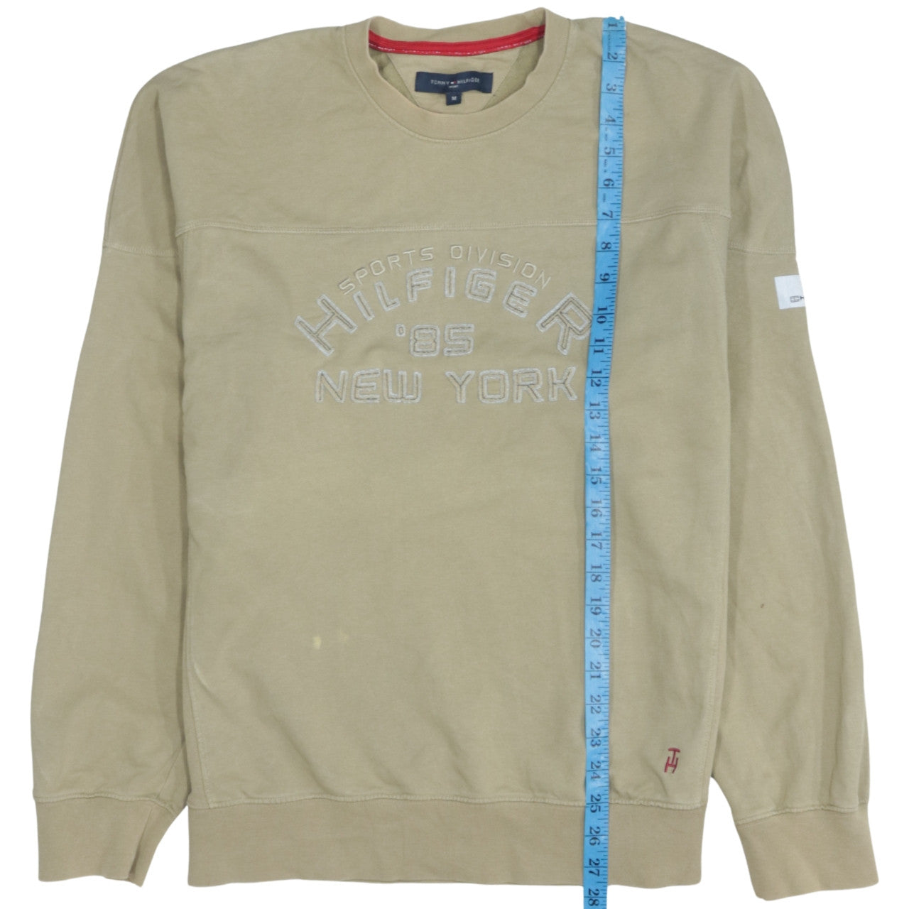 Tommy Hilfiger Men’s Beige Medium Sweatshirt Pullover Logo Crew Neck