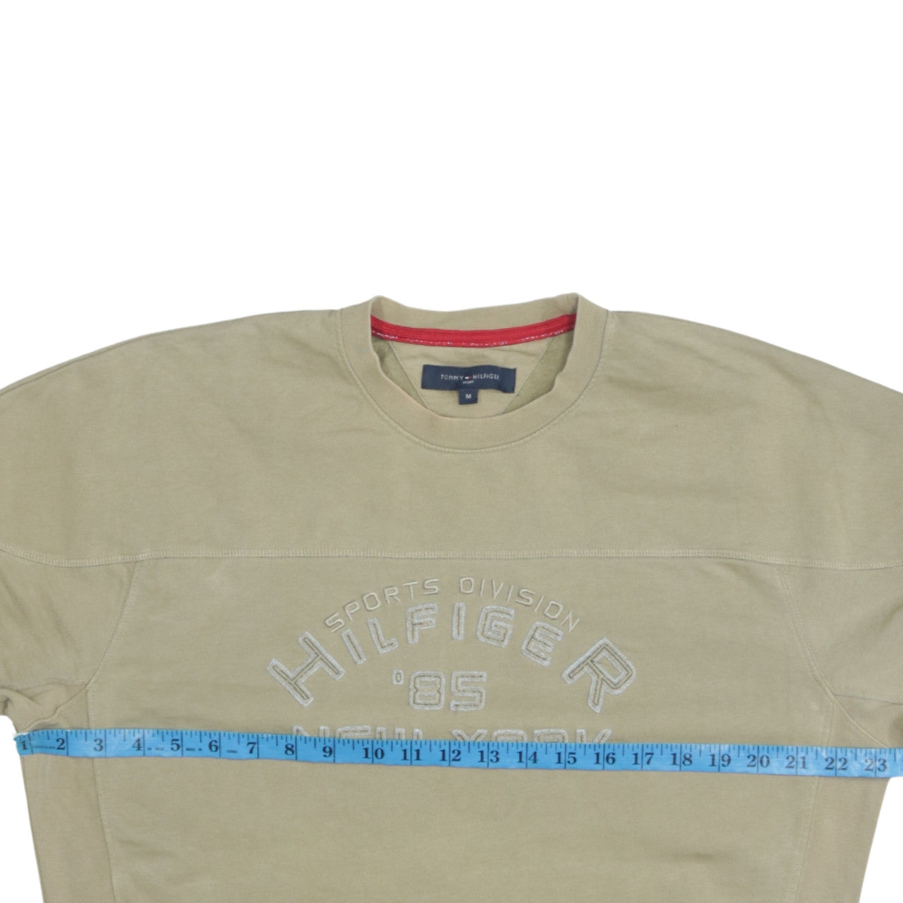 Tommy Hilfiger Men’s Beige Medium Sweatshirt Pullover Logo Crew Neck