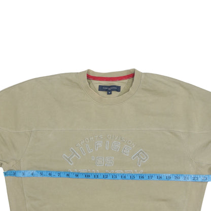 Tommy Hilfiger Men’s Beige Medium Sweatshirt Pullover Logo Crew Neck