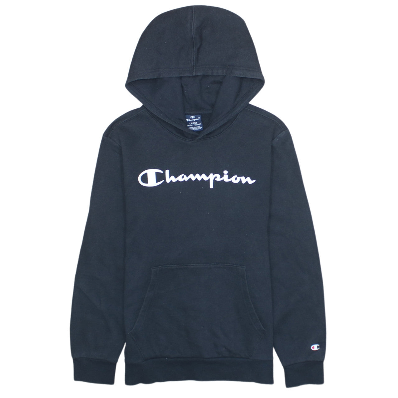 Champion Boys Black Pullover Hoodie Sweatshirt 11-12 Years Logo Fleece