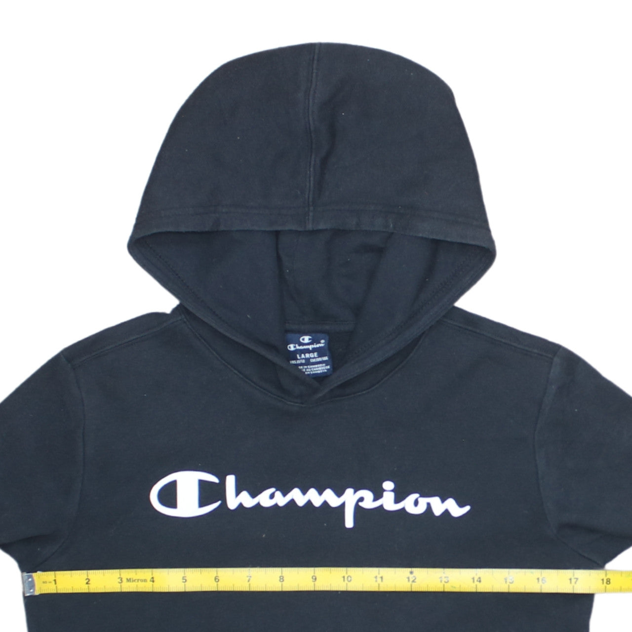 Champion Boys Black Pullover Hoodie Sweatshirt 11-12 Years Logo Fleece