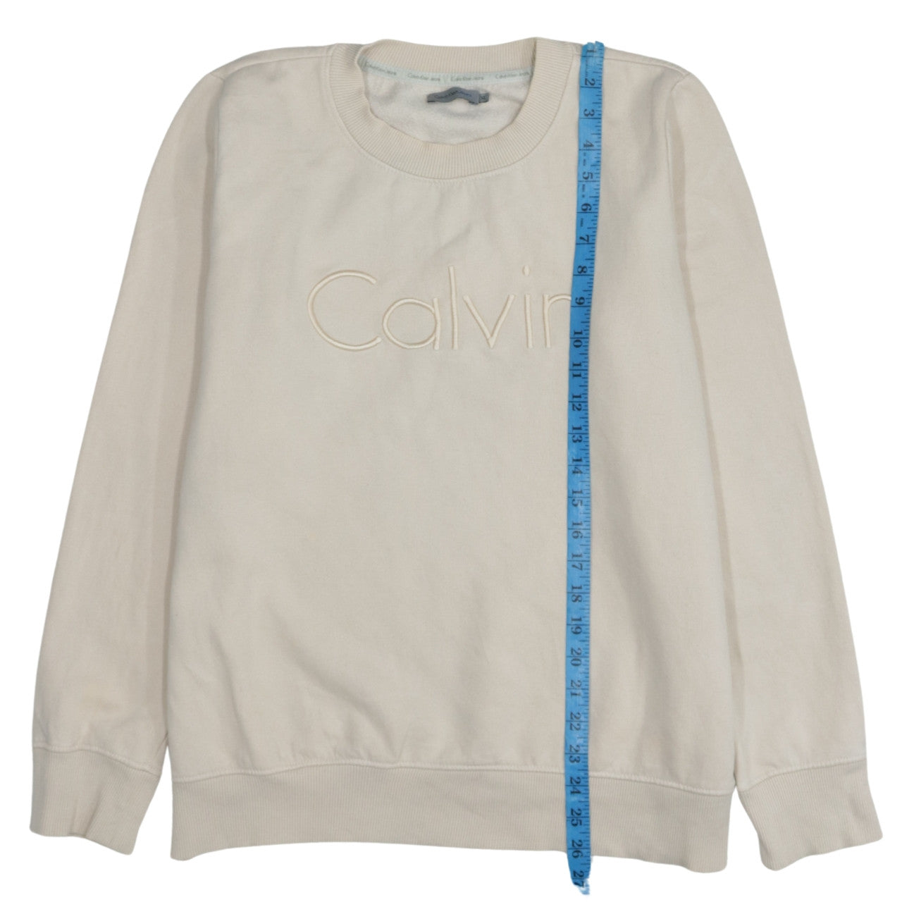 Calvin Klein Jeans Womens Ivory XL Sweatshirt Crew Neck Logo