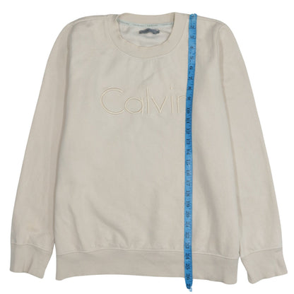 Calvin Klein Jeans Womens Ivory XL Sweatshirt Crew Neck Logo