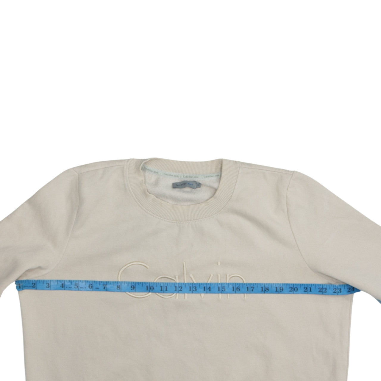 Calvin Klein Jeans Womens Ivory XL Sweatshirt Crew Neck Logo