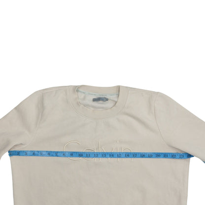 Calvin Klein Jeans Womens Ivory XL Sweatshirt Crew Neck Logo