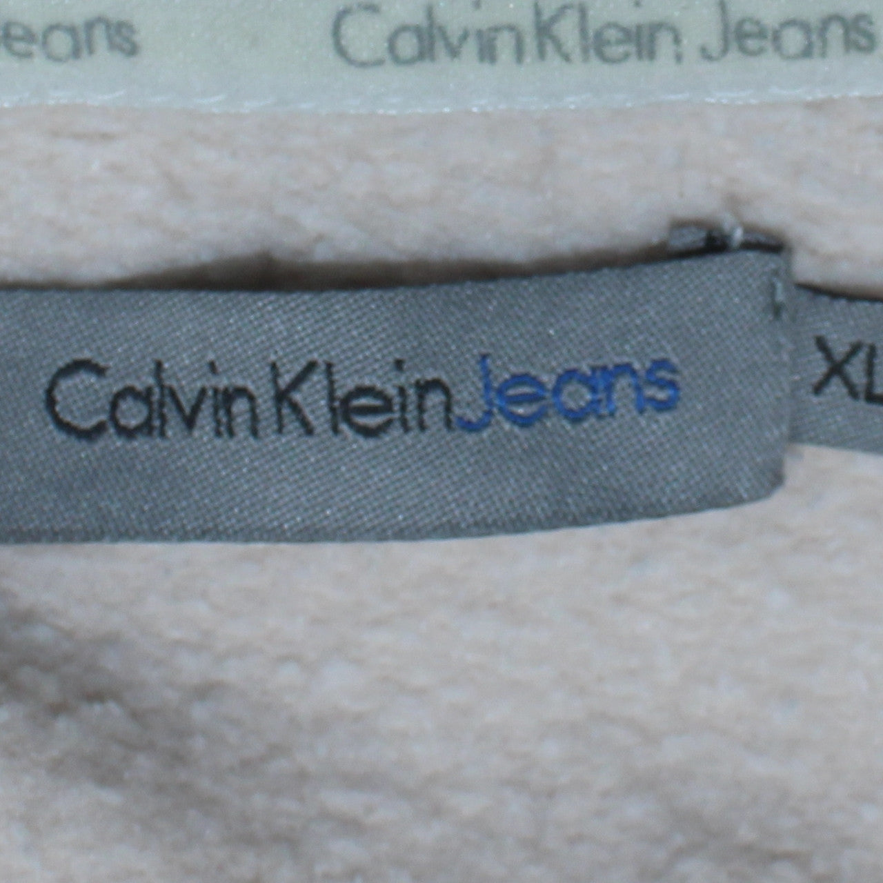 Calvin Klein Jeans Womens Ivory XL Sweatshirt Crew Neck Logo