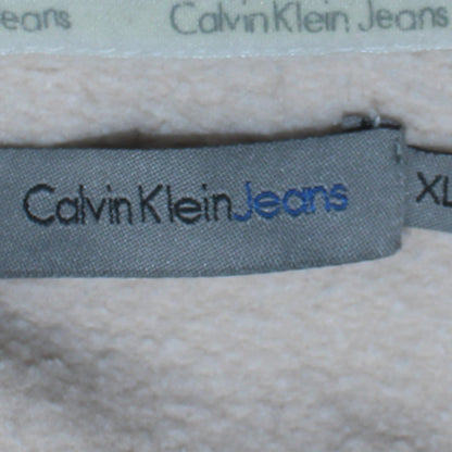 Calvin Klein Jeans Womens Ivory XL Sweatshirt Crew Neck Logo