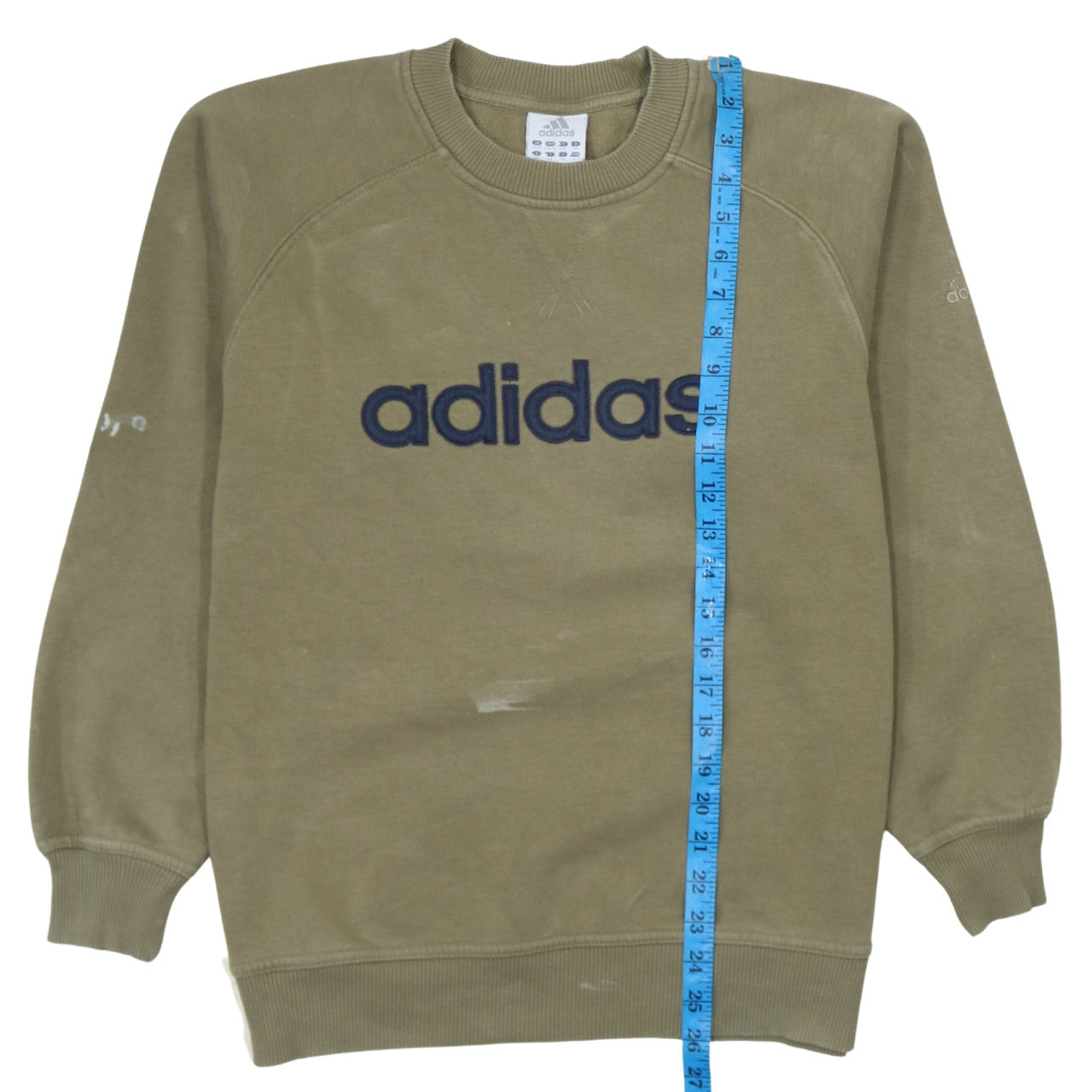 Adidas Boys Green Pullover Sweatshirt 14-15 Years Crew Neck Logo Jumper