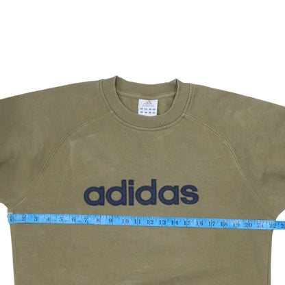 Adidas Boys Green Pullover Sweatshirt 14-15 Years Crew Neck Logo Jumper